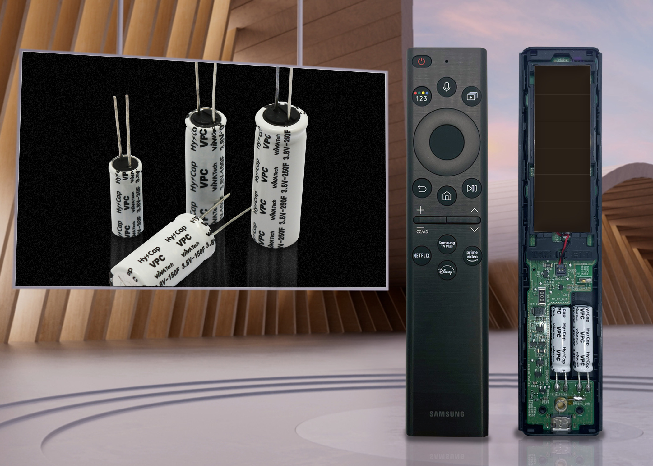 VPC Hybrid Capacitors from VINATech Replace Batteries in Eco-Friendly Samsung TV Remote